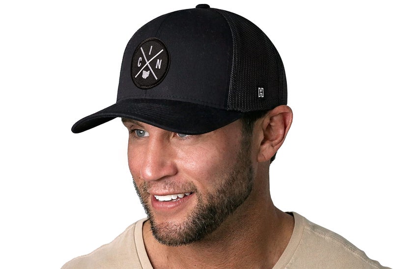 HAKA Cincinnati Black Trucker Hat â€“ CIN Mesh Snapback Cap for Men, Women & Golf, City X Design Baseball Dad Hat - Image 3